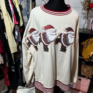 H&M Cream Long Sleeve Top with Santa Design
